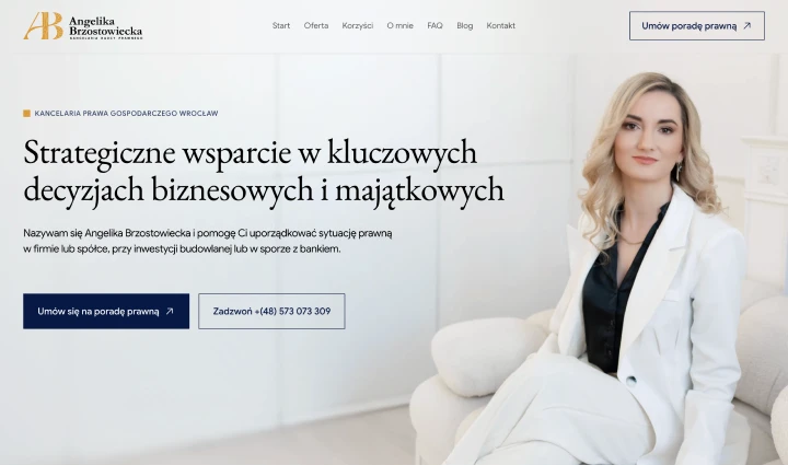 Projekt strony internetowej kancelarii radcy prawnego Angeliki Brzostowieckiej we Wrocławiu