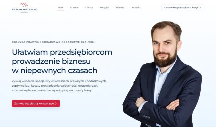 Projekt strony internetowej adwokata Marcina Misiaszka świadczącego obsługę prawną firm