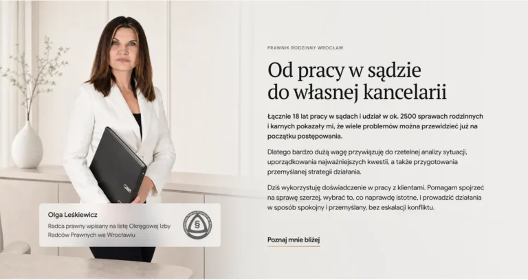 Projekt strony internetowej radcy prawnego Olgi Leśkiewicz, byłej sędzi